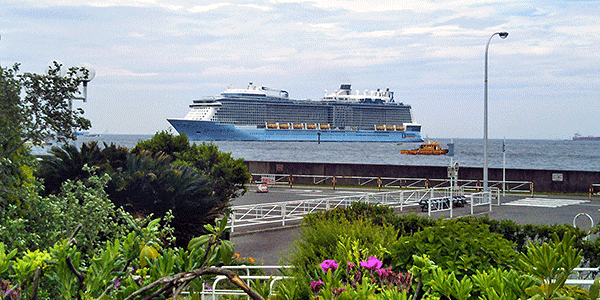 入港するクアンタム・オブ・ザ・シーズの写真